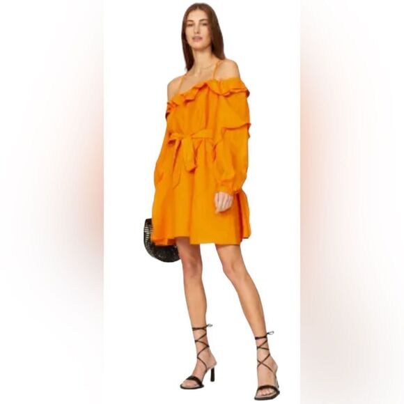 Marissa Webb Off the Shoulder Mango Orange
Ruffle Dress Size 6 - Picture 1 of 7